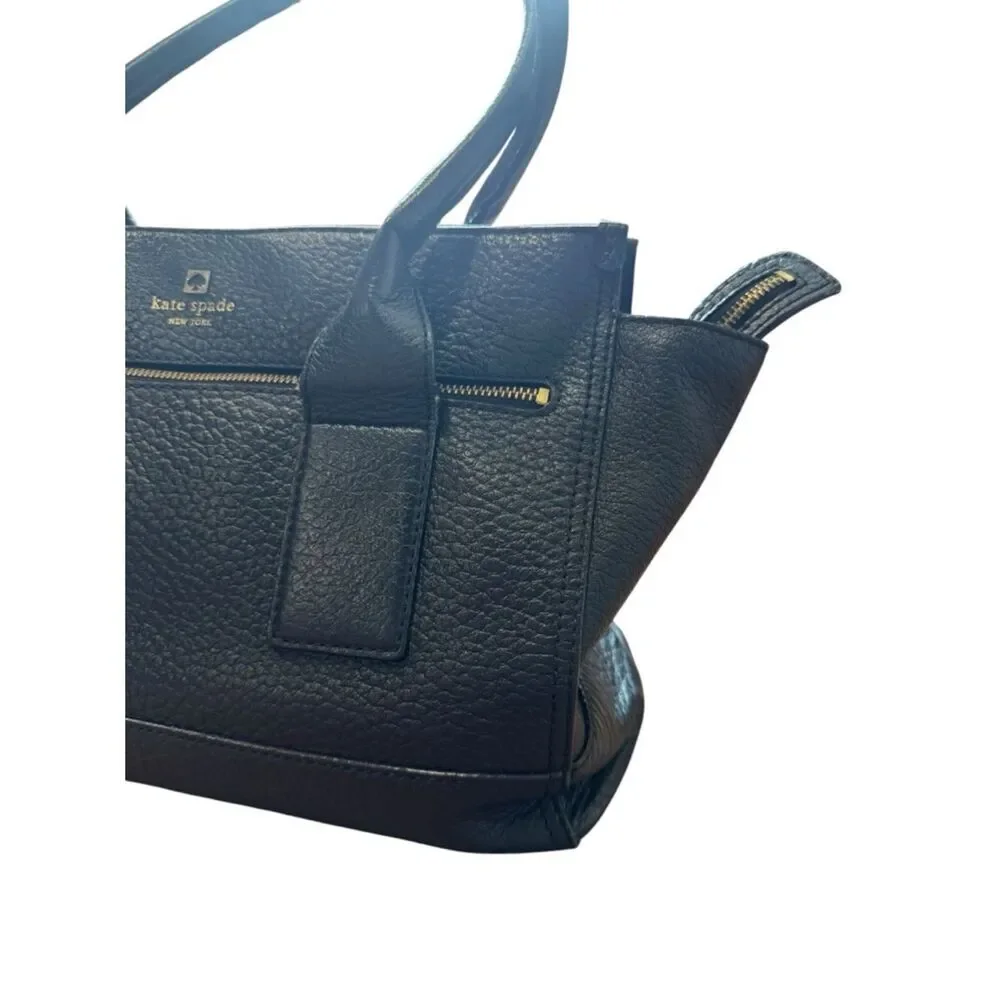 Kate Spade Southport Oden Black Pebbled Leather Satchel with Tassel